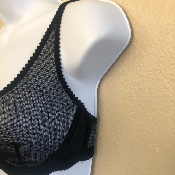 Free People Black Mid Week Dotted Mesh Underwire Bra Size 32D - Picture 5 of 12